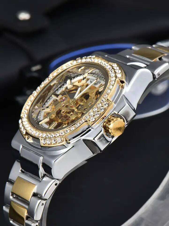 LONGLUX automatic luxury stainless steel wholesale mechanical wristwatches skeleton waterproof diamond man watch