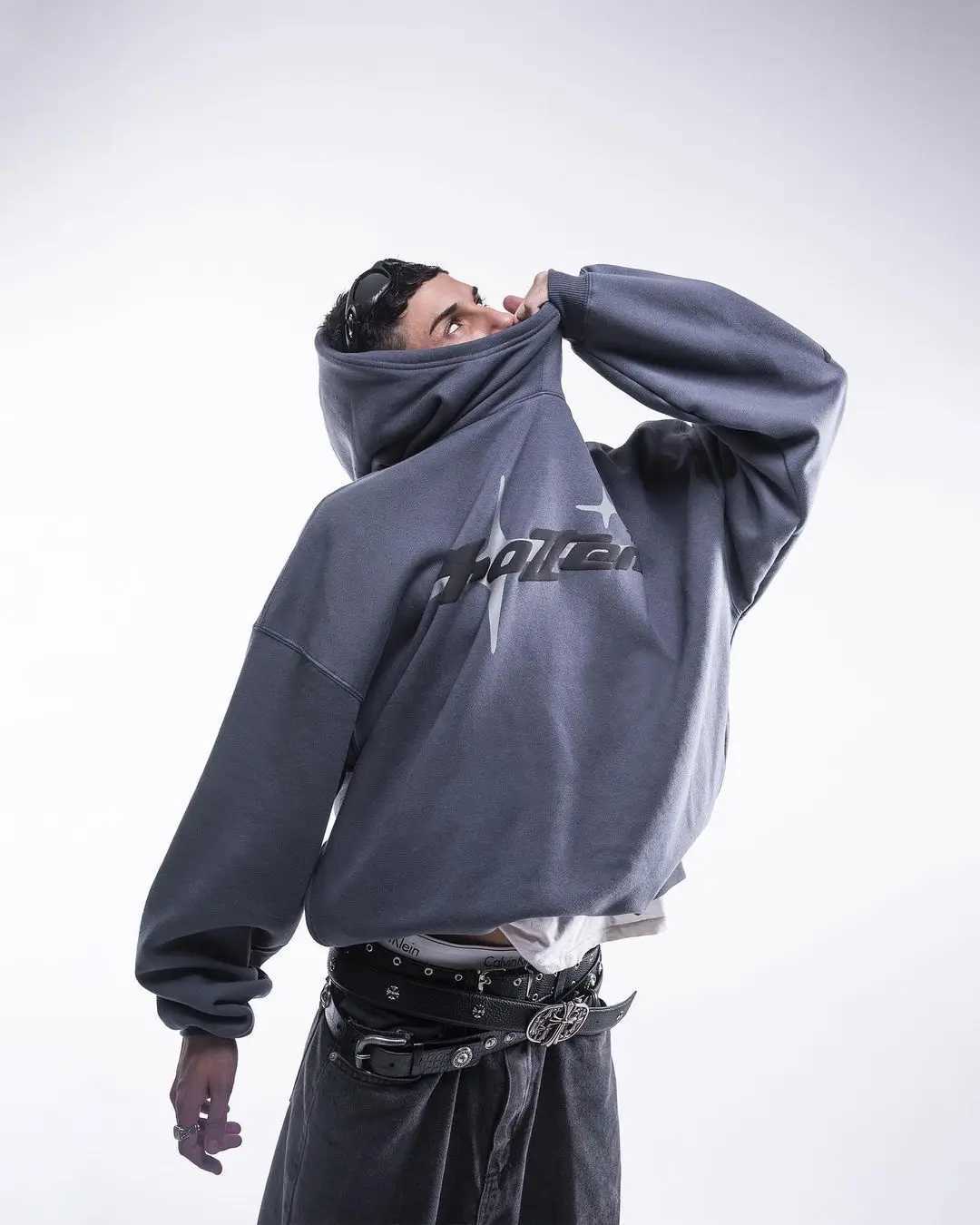 Retro Gothic Men Hoodie New American High Street TrendY2k Harajuku Men Loose and Casual Sweatshirt M260312