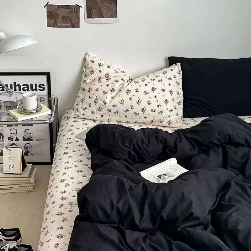 ins Nordic style floral bed sheet four-piece set quilt cover universal for four seasons single dormitory three-piece bedding H260312