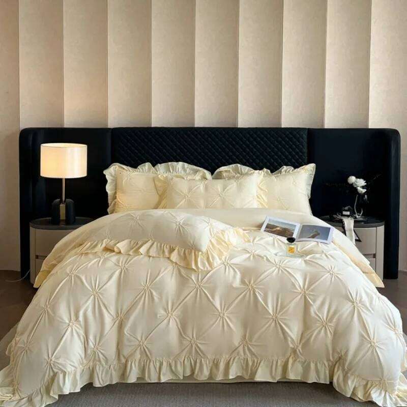 2025 new solid color princess wind-washed skin-friendly cotton twist lace craftsmanship beautiful series four-piece set H260312