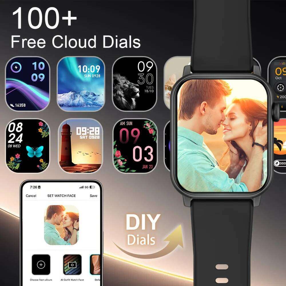 LAXASFIT New Watch with Calling Health Monitoring IP68 Water Resistance Smart Notifications Voice Assistant