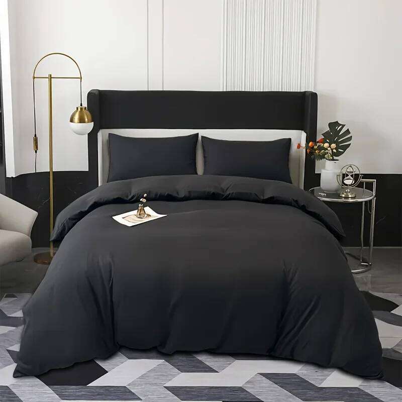 WOSTAR Black white solid duvet with pillowcases 220x240cm double bed quilt cover four seasons bedding set king size H260312 - view 3