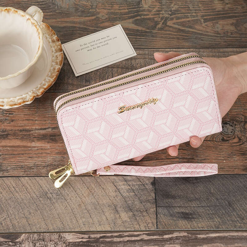 Luxury fashion wallet New INS Style Women S Wallet With Print Double Zipper Multiple Card Slots Wrist Strap Fashionable And Innovative Long Storage Cl