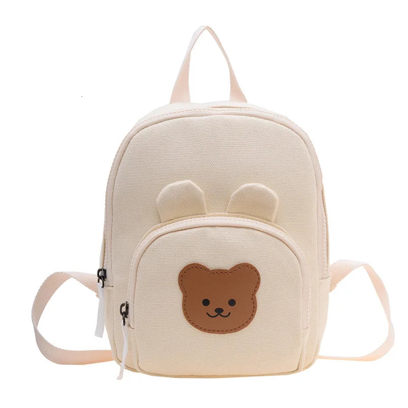 Korean Canvas Kids Backpack Kawaii Childrens Handbags for Girl Kindergarten Boy Schoolbag Cartoon Bear Bunny Toddler Bag 260311