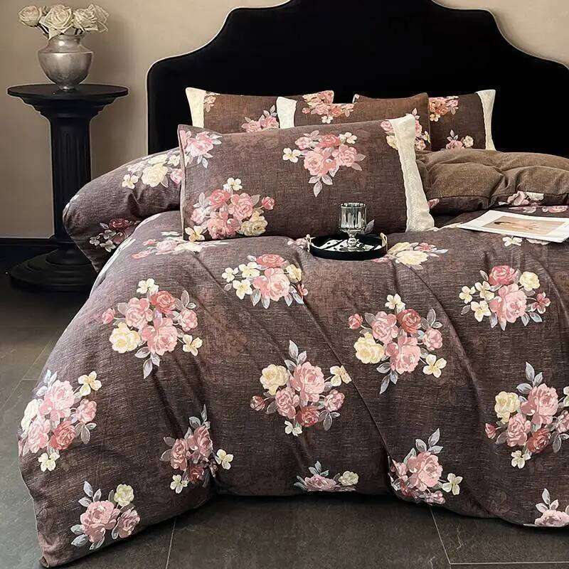 2025 new class A raw hemp four-piece set lace thickened quilt cover bed sheet/fitted sheet dormitory kit H260312