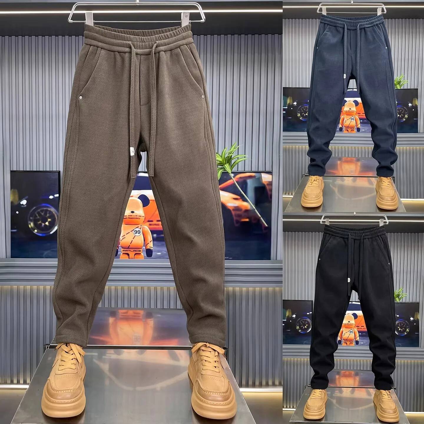 2026 New Black Joggers Casual Pants High Street Sports Trousers Cotton 9-Minute Sweatpants Fashionable Men's Clothing