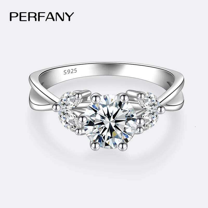PERFANY 1CT Moissanite Ring for Women S925 Pure Silver Flower Design Laboratory Certification Diamond Wedding Elegant Jewelry H260312