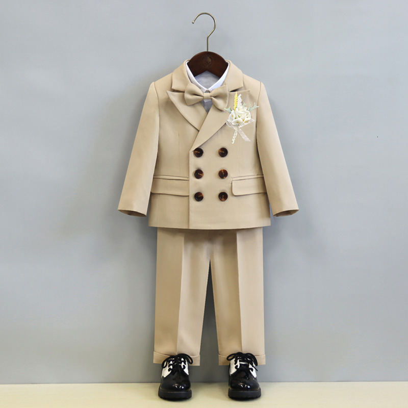 Boys Suits British Childrens Clothing Set Baby Flower Girl Dresses Handsome First Birthday Party Fashion Green Formal Suit 250118