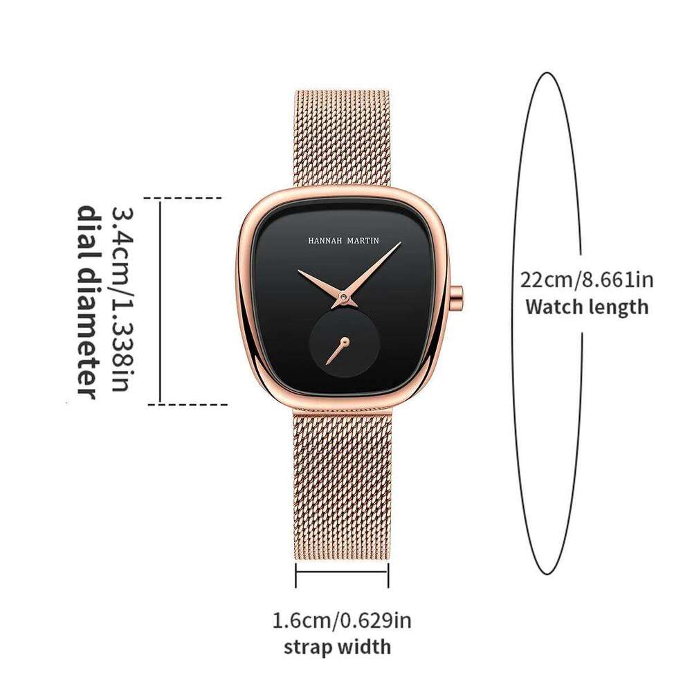Hannah Martin Luxury Fashion Elegant Ladies Waterproof for Woman Mesh Stainless Steel Quartz Gift Women Watch Reloj