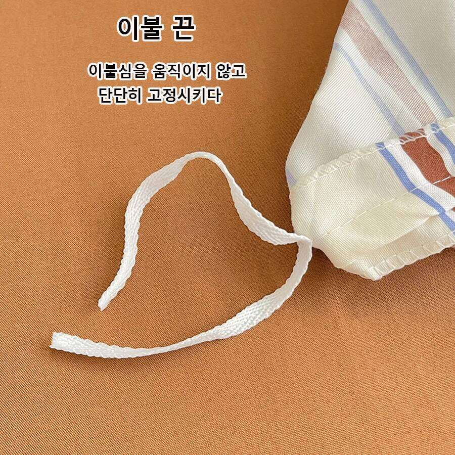 KDJEIKZ Simple Style Red And Blue Strip Duvet Cover Bed Sheet Set Washed Cotton Bedding Set, Washable H260312