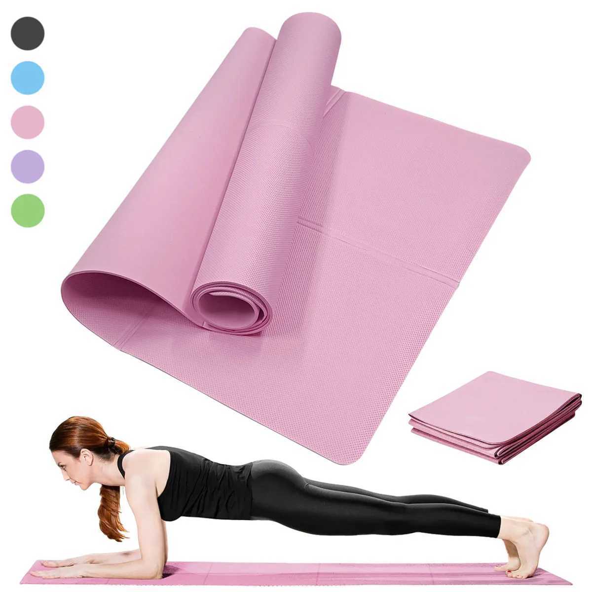 Yoga Mat Pilates Fitness Mat 3/4/6mm Thicknes Non Slip Yoga Cushion Travel Fitness Exercise Pad for Women Home Gym Floor Workout M260312
