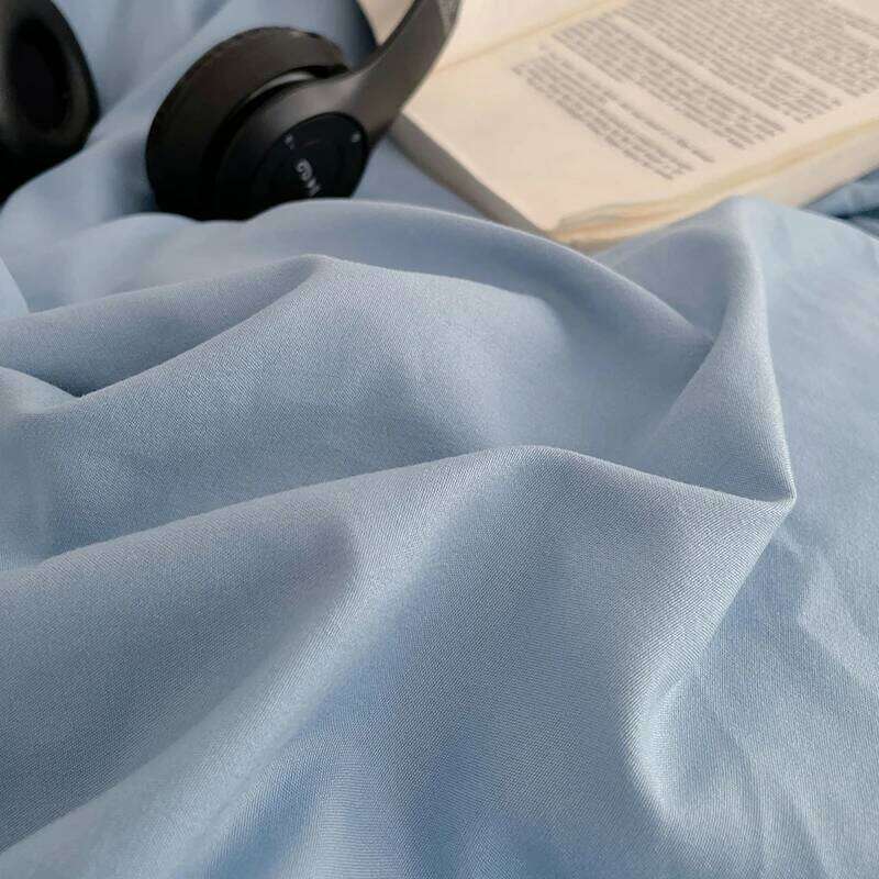 Simple Washed Cotton Linen Bedding Four Piece Flat/Fitted Sheet Comforter Set Full Double Couple Bed Quilt Cover H260312