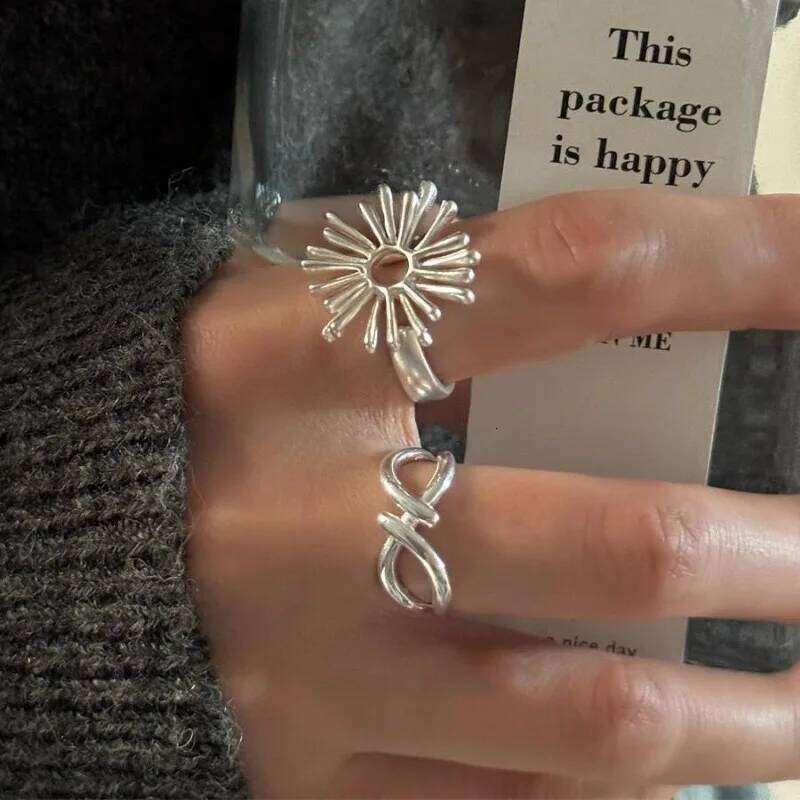925 Sterling Silver Finger Rings for Women Shinning Big Flower Handmade Minimalist Ring Party Jewelry Gift Prevent Allergy H260312