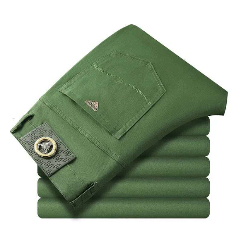 Seven-Color Stretch Jean Trendy Wild Simple 97% Cotton High-End Slim-Fitting Small Straight Casual Men's Clothing Trousers 26Y0312