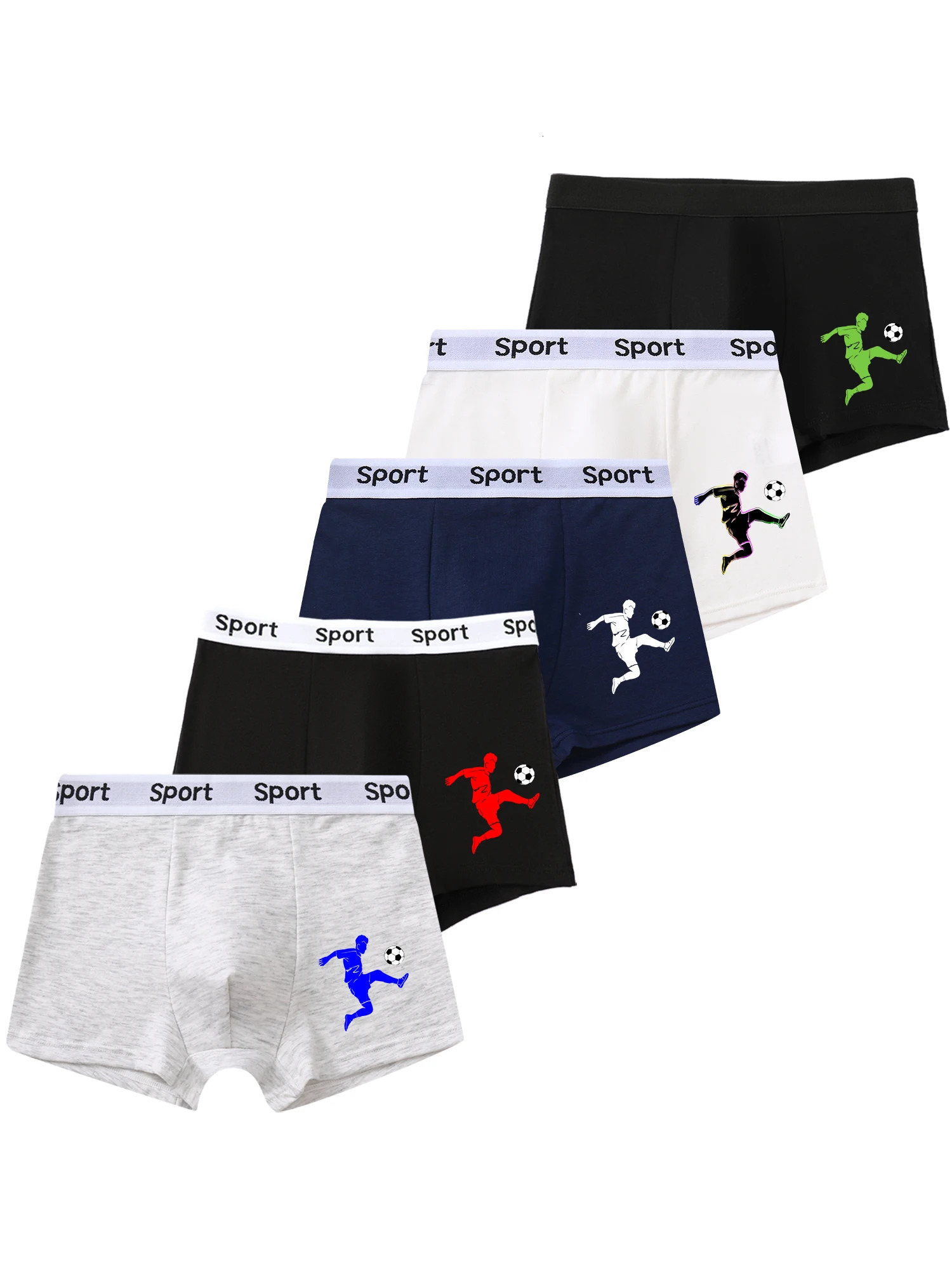 5 pieces mixed boys underwear 814 years old soft breathable solid color comfortable football player boy boxer briefs 95 cotton 260311