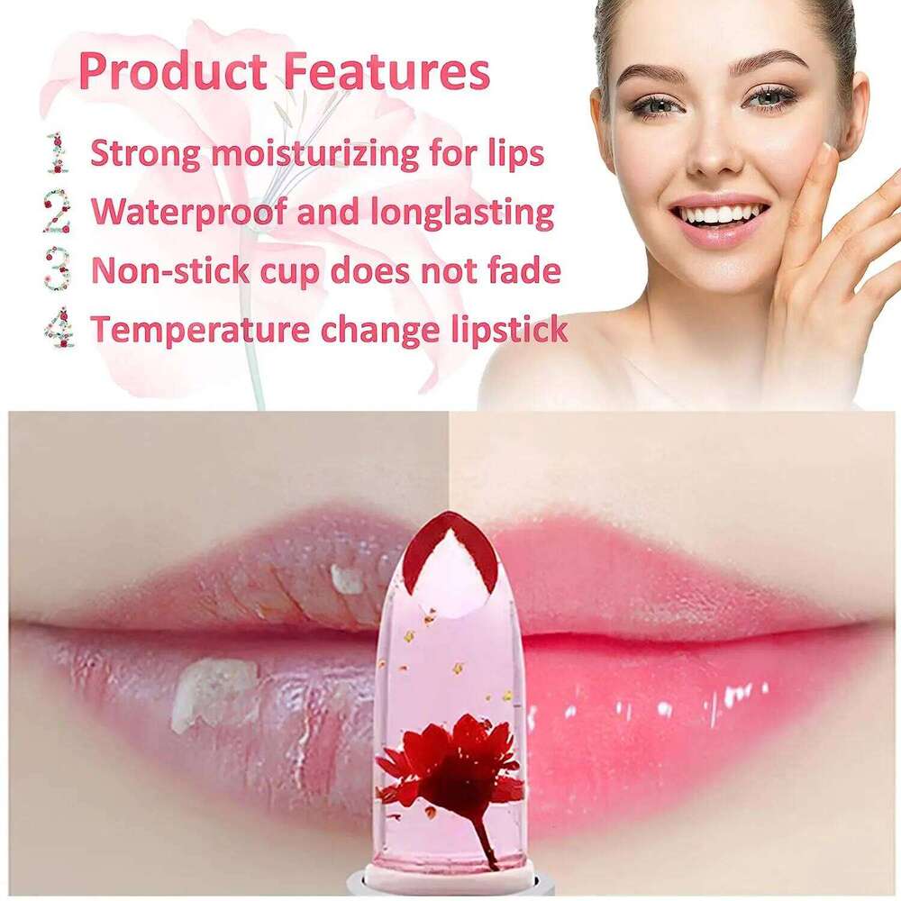 Wholesale 24 PCS Lip Balm Set Flowers Colour Changing Lipsticks Long Lasting Moisturizing Jelly Warm Pink Lipstick W260311