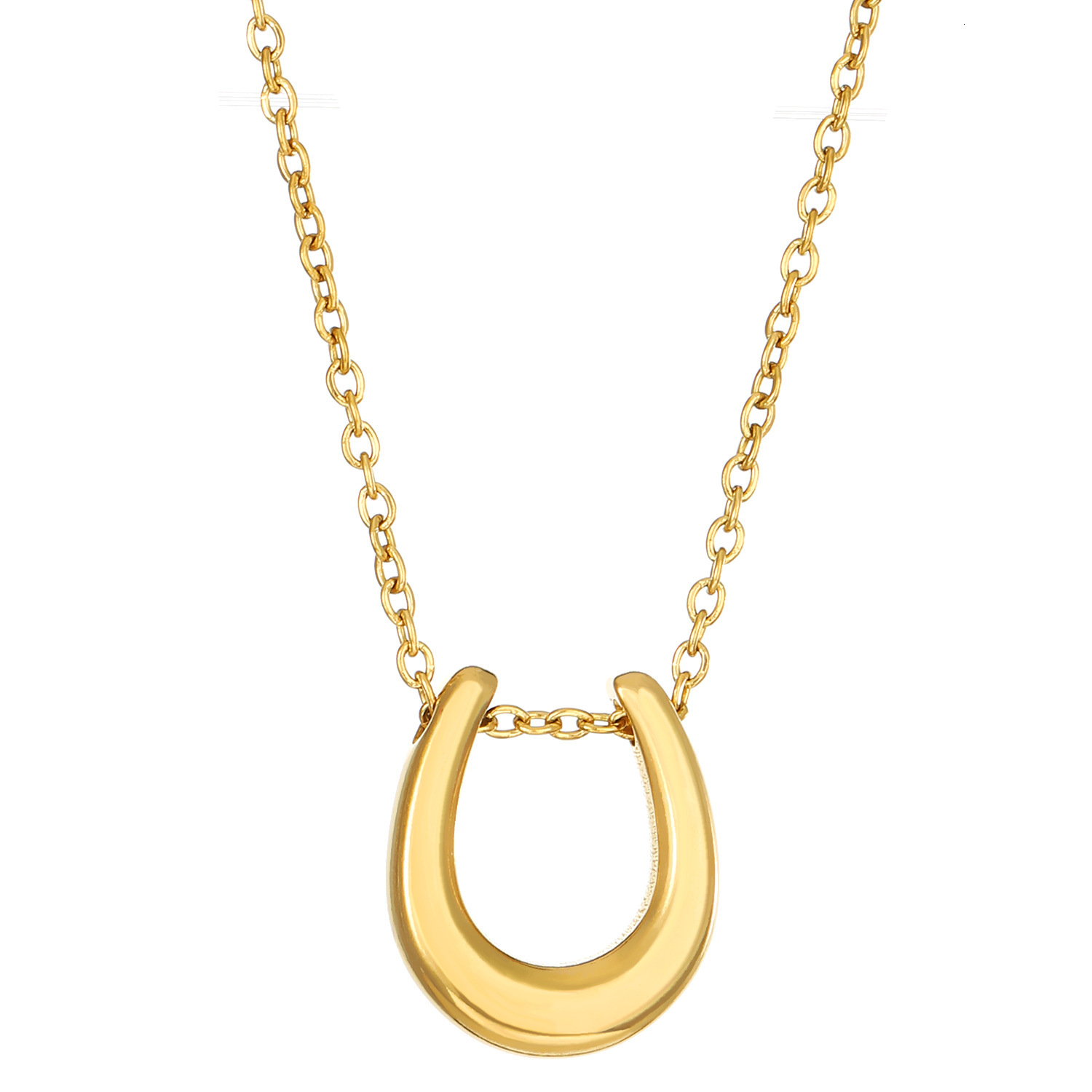 Free Shipping New Titanium Steel Horseshoe U-Shaped Necklace For Women, Ins Style, Niche Design, Simple Letter Clavicle Chain