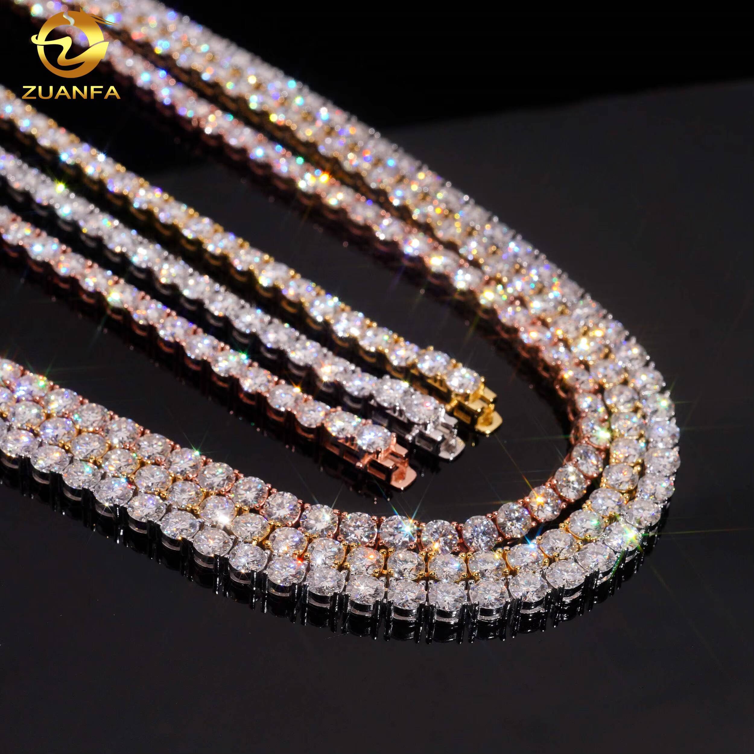 Iced Out Hip Hop Tennis Chain Jewelry Luxe 5MM Lab Grown Diamond Necklace 10K Rose Gold