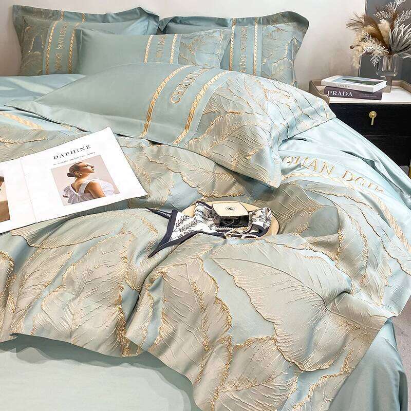 Light 100% Pure Cotton Four-piece Embroidery Quilt Cover Sheet Pillowcases Home Textile Bedding Set 1.8m 2m Bed H260312