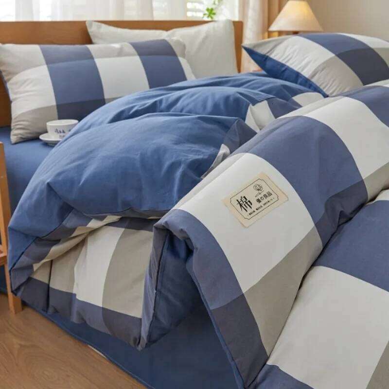 2025 new solid color matching pure cotton quilt cover bed four-piece student dormitory 3-piece set available in all seasons H260312 - view 5