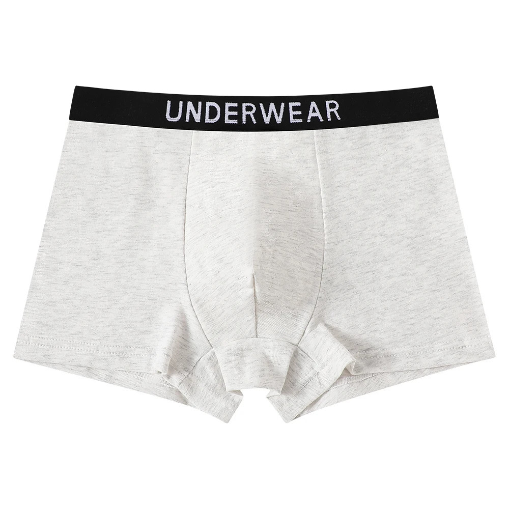 5pcs Mixed Boys Underwear 814 Years Old Plain Color Black Gray Blue Cotton Soft Breathable Comfortable Simple Boy Flat Angle Un 260311