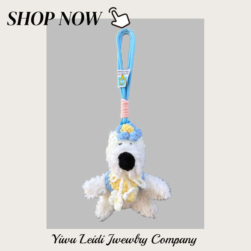 Little Red Flower Bib West Highland Dog Plush Pendant, Cute Puppy Bag Ornament, Doll Keychain, Small Gift for Women