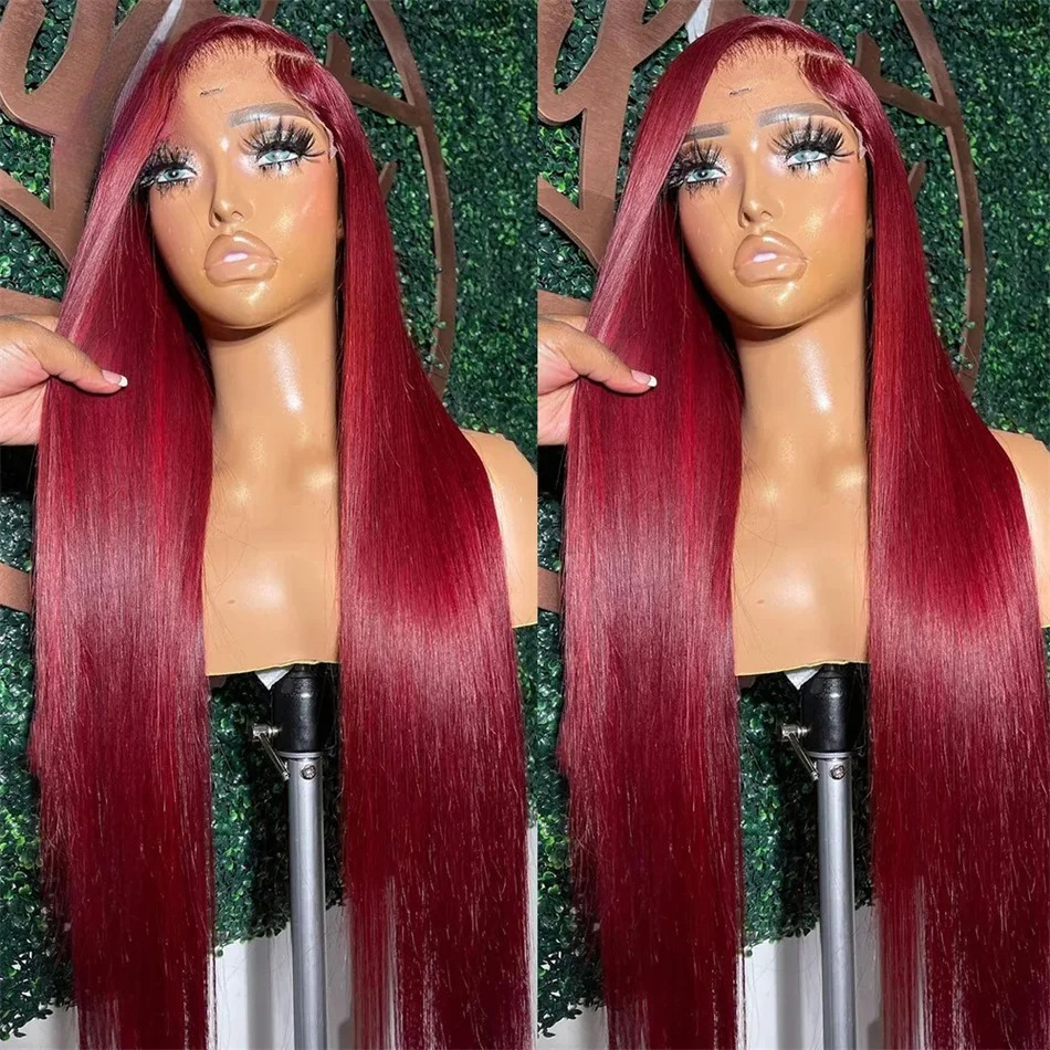 13x6 Glueless Burgundy 99j HD Lace Front Wig Vietnamese Super Double Drown Bone Straight Bleached Lace Frontal Human Hair Wigs