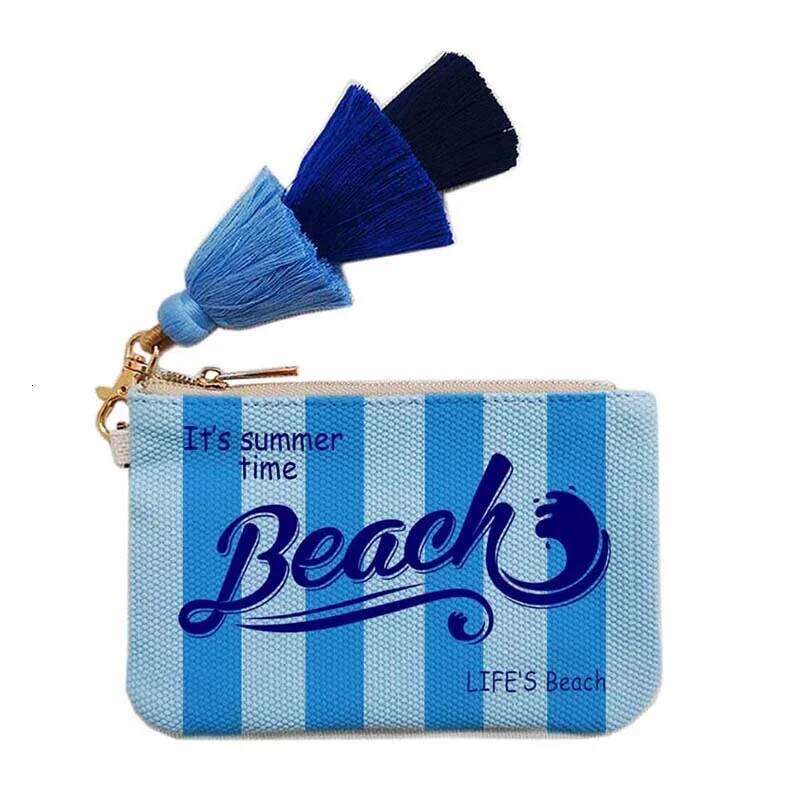 Fashion Canvas Vertical Stripe Design Letter Wallets For Women Personality Printing Cotton Clutch Purse Ladies Party Beach Bag