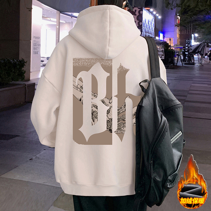 Oversized Hooded Cotton Sweatshirt For Men Spring Hip-hop Loose Hoodie Hong Kong Designer Hoodie Style High Street Trendy Jacket