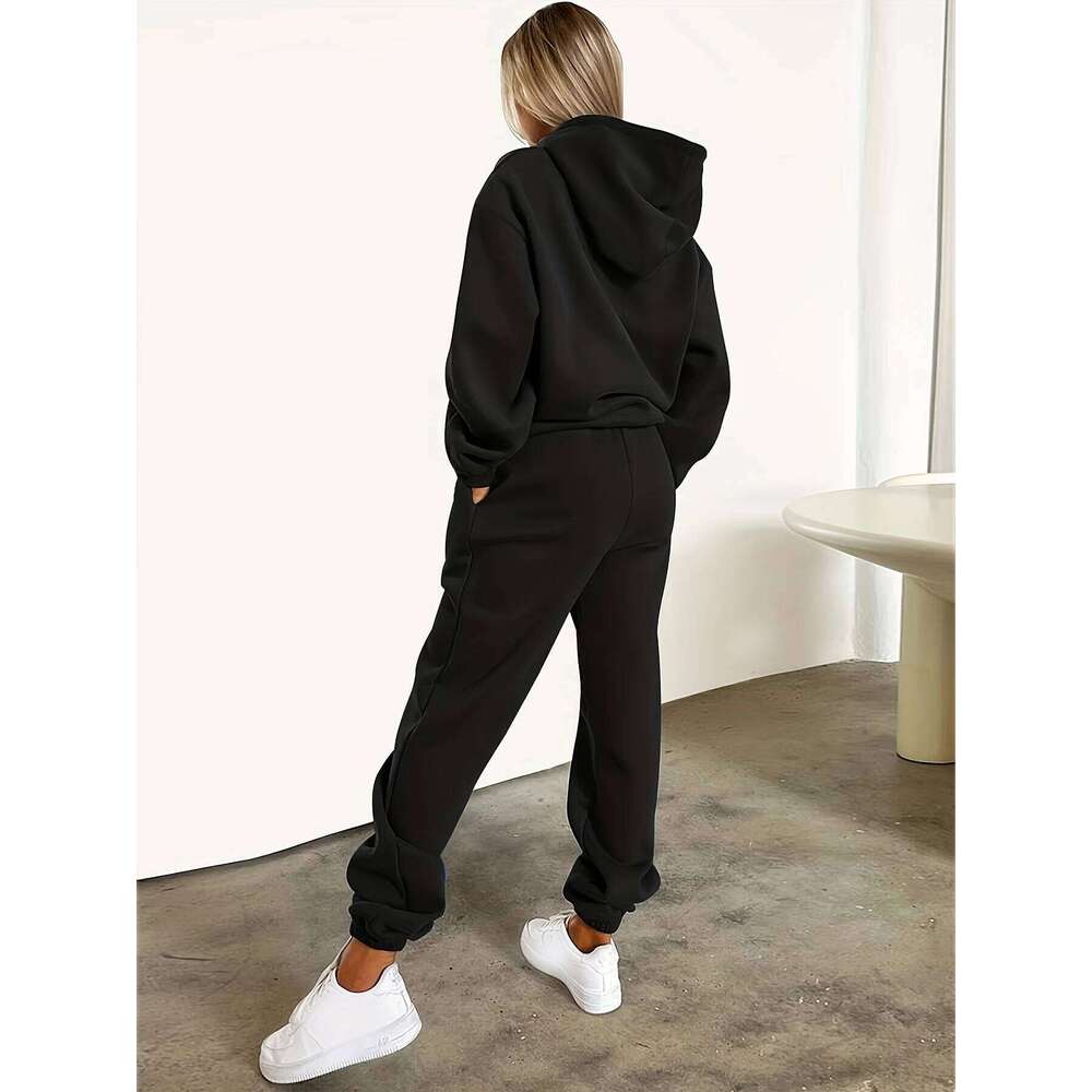 women Hoodies+sweatpant set Hip Hop Street Casual Printed Hoodie Oversize Loose New Sweatshirts Autumn Warm Fleece Clothing C260312