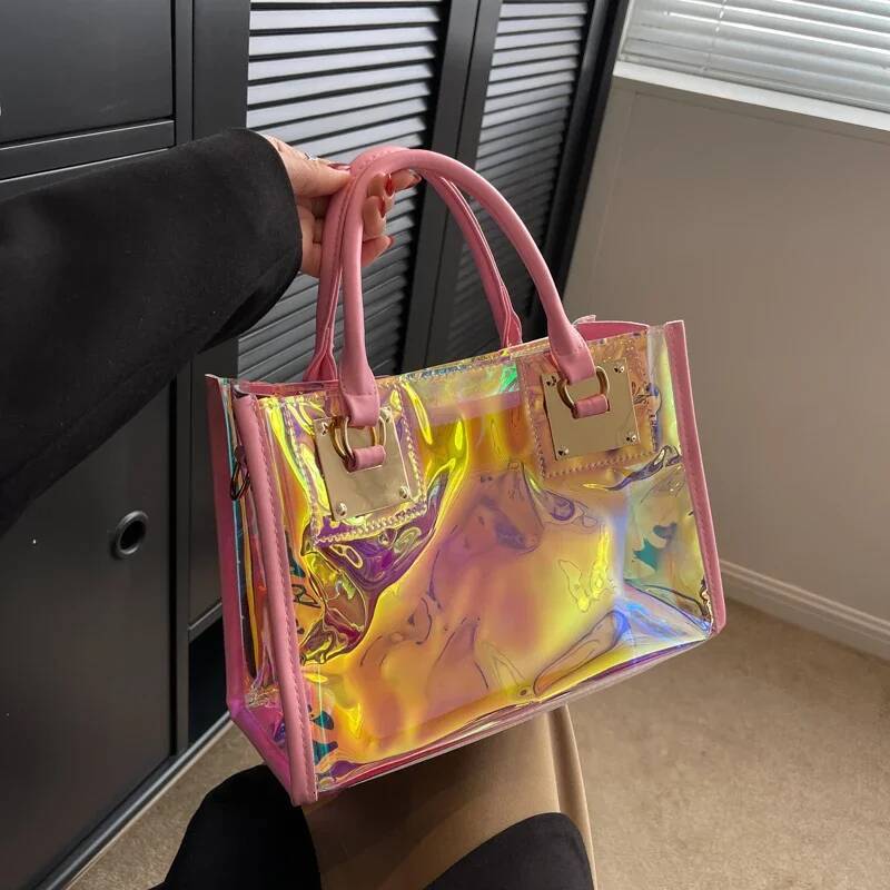 Casual 2 Set Tote High Quality PVC Transparent Crossbody 2025 New Clear Jelly Handbag Waterproof Beach Shoulder Bag
