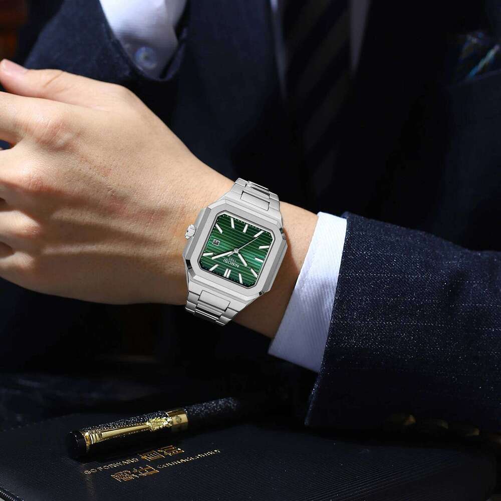 NIBOSI Luminous Square Man Waterproof Business Men Watch Stainless Steel Quartz Luxury Men's Watches Reloj Hombre