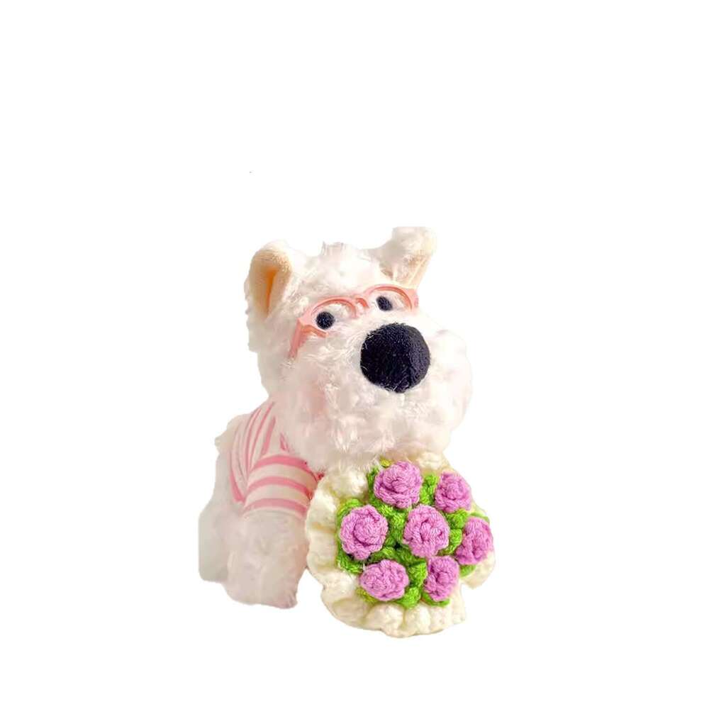 2025 New Plush Bouquet West Highland Dog Bag Pendant Cute Car Keychain Decoration for Girls
