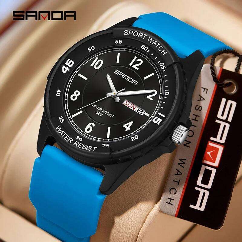 SANDA 6358 Male Female Student Sports Quartz Watch 5ATM Waterproof Luminous Double Calendar Lightweight and Drop resistant
