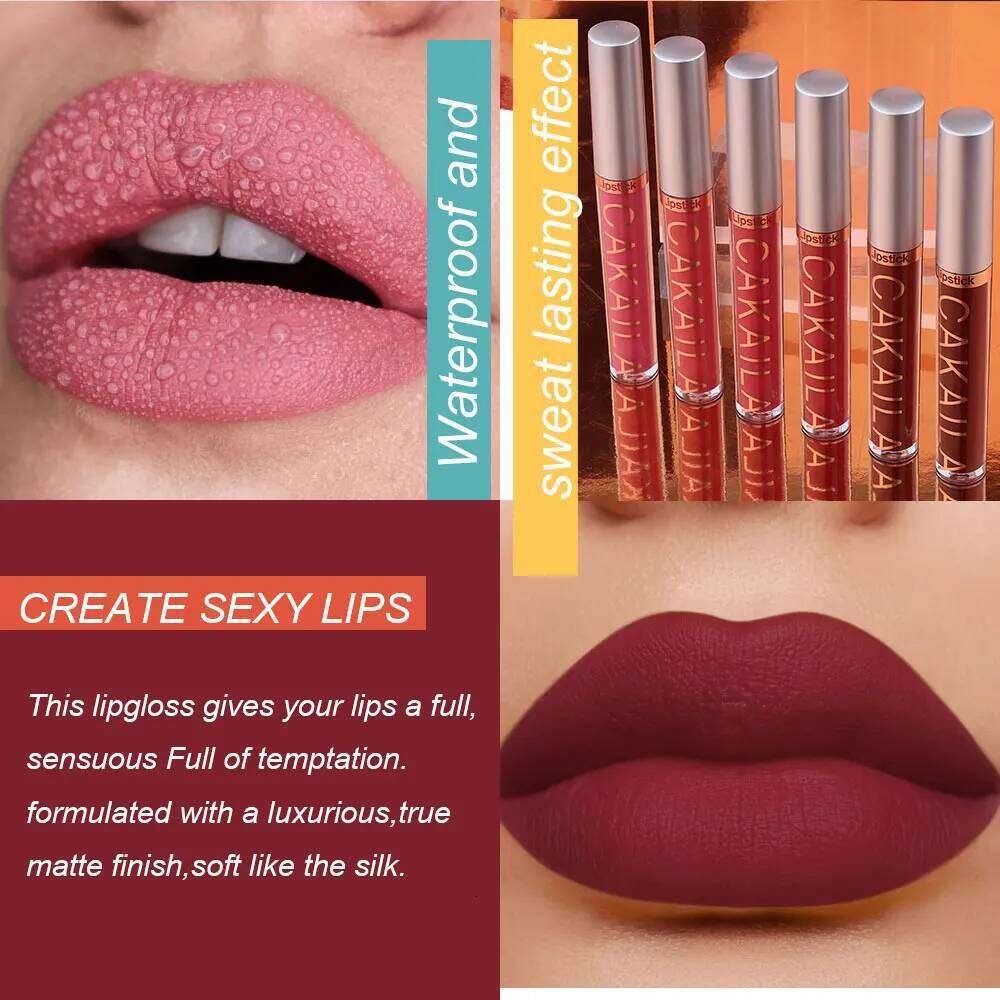 CAKAILA18 Liquid Women Lip Gloss Makeup Gift Non-Stick CupNot FadeWaterproof Matte Lipstick set W260311