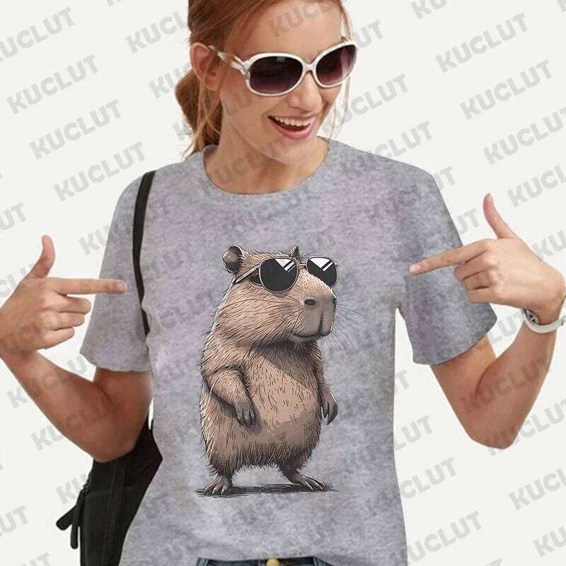 Capybara Graphic T-shirt Short Sleeve Tees Cute Summer Clothes Women Aesthetic Clothing Fashion Casual Basic Y2k Tops Z260312