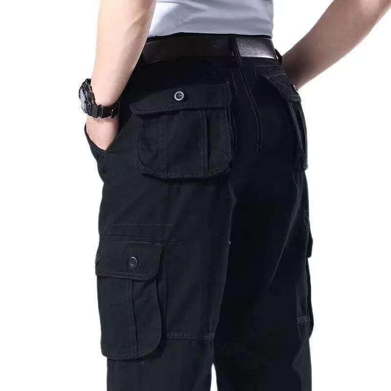 New Men 6 Pockets Fashion Cargo Quality Cotton Outdoor Male Casual Pants