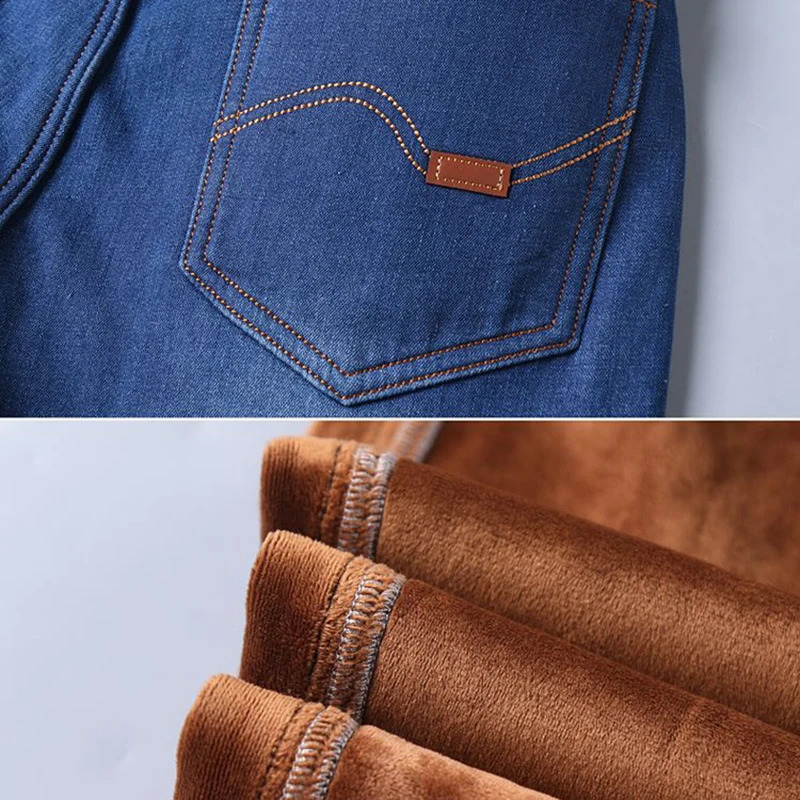 Men Fashion Winter Warm Jeans Male Fleece Lined Thickened Denim Pants Loose Straight Comfortable Casual Black Blue Trousers 260228