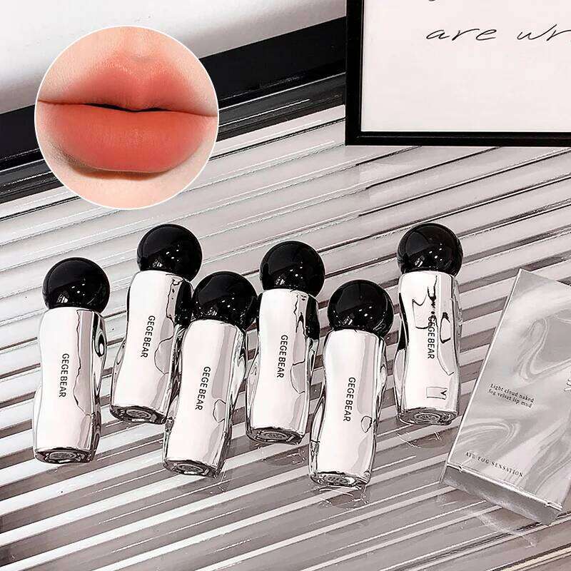 GegeBear Lightweight Cloudy Nude Velvet Lip Mud - Matte Glossy Long-Lasting Highly Pigmented Korean makeup W260311