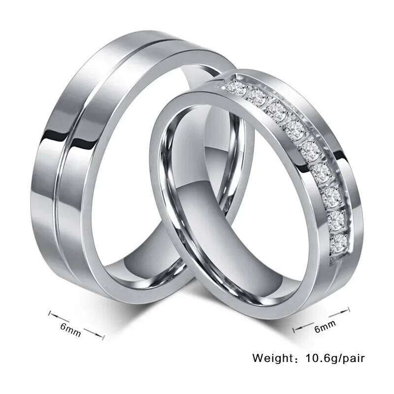 Wedding Ring rs Cubic Zirconia Rings for Men Women Engagement Jewelry Stainless Steel Girlfriend Gift H260312