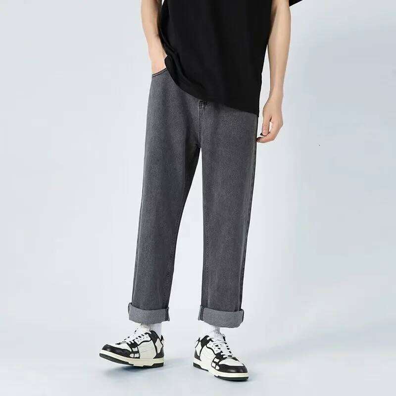 New Streetwear Jeans Men Korean Style Fashion Loose Straight Wide Leg Pants Men's Brand Clothing Black Light Blue 3XL 26Y0312