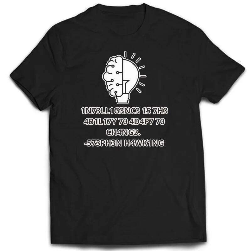 Creative TShirts Funny Geek Tops Intelligence Is The Ability To Adapt Change Letters Print Tee T Shirt Z260312