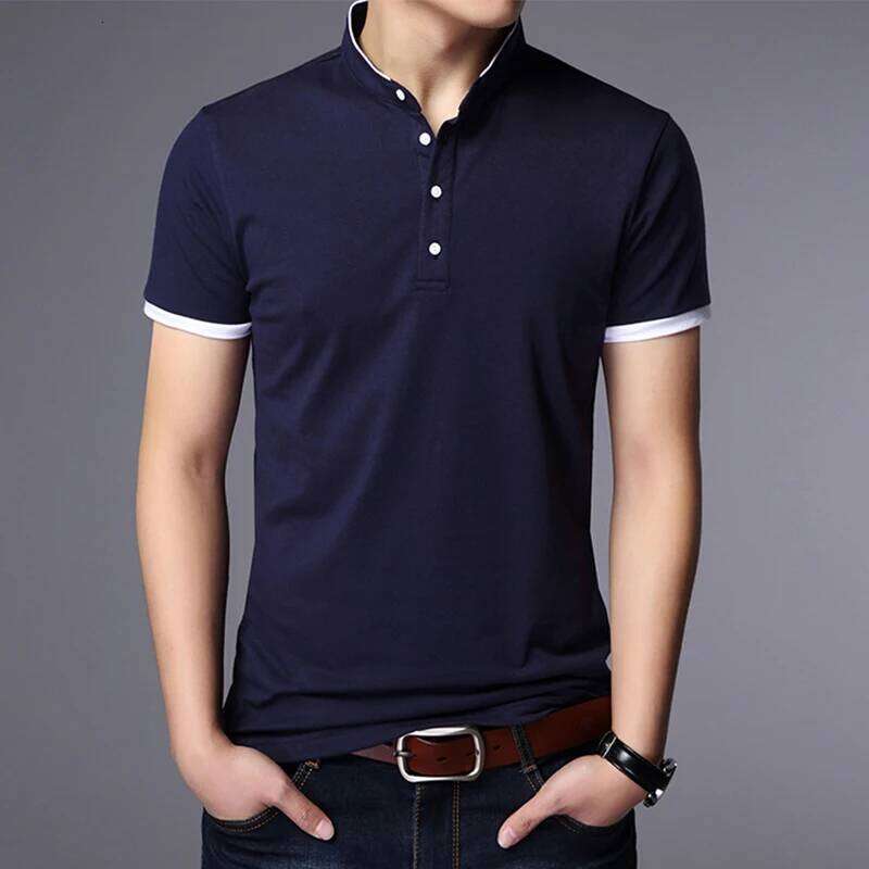 Men's Business Casual Polo Short Sleeve T-shirt Summer Comfortable and Breathable Solid Top 26H0312