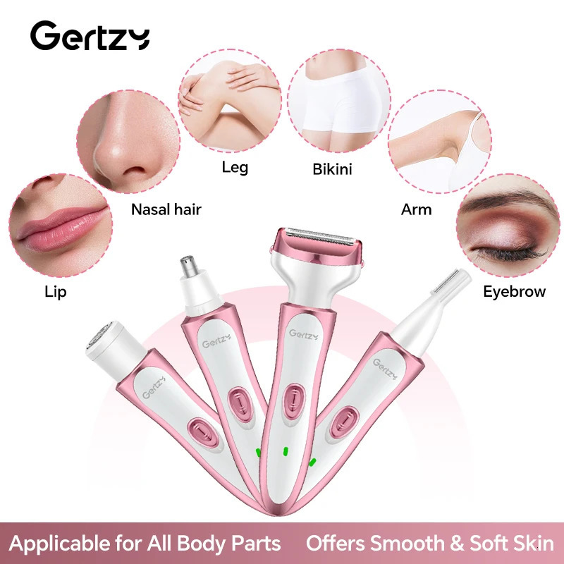 USB four in one electric shaver - suitable for face nose legs armpits painless trimmer - portable beauty toolkit 260311