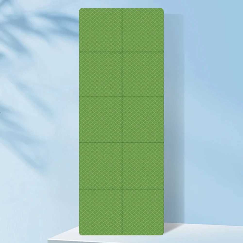 Foldable Yoga Mat Travel Yoga Mat Double Sided TPE Pilates Mat Non-slip Multifunction for Yoga Pilates Floor Workouts M260312
