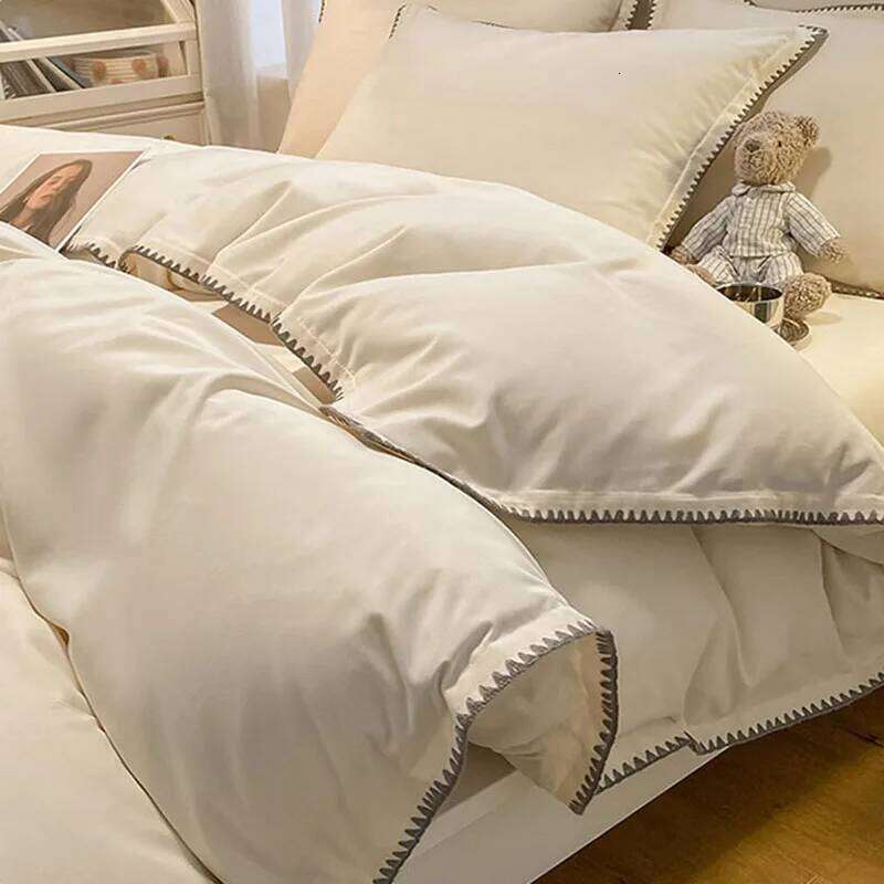 Solid Color Simple Bed Set with Shell Edge Class A Soft and Skin Friendly Not Fading Bedclothes Single Queen Size Bedding Sets H260312