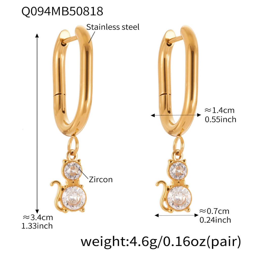 Titanium Steel Gold-plated Non-fading Niche Stud Earrings, Super Shiny Full Diamond Zirconia, Elegant And Versatile Women's Earrings