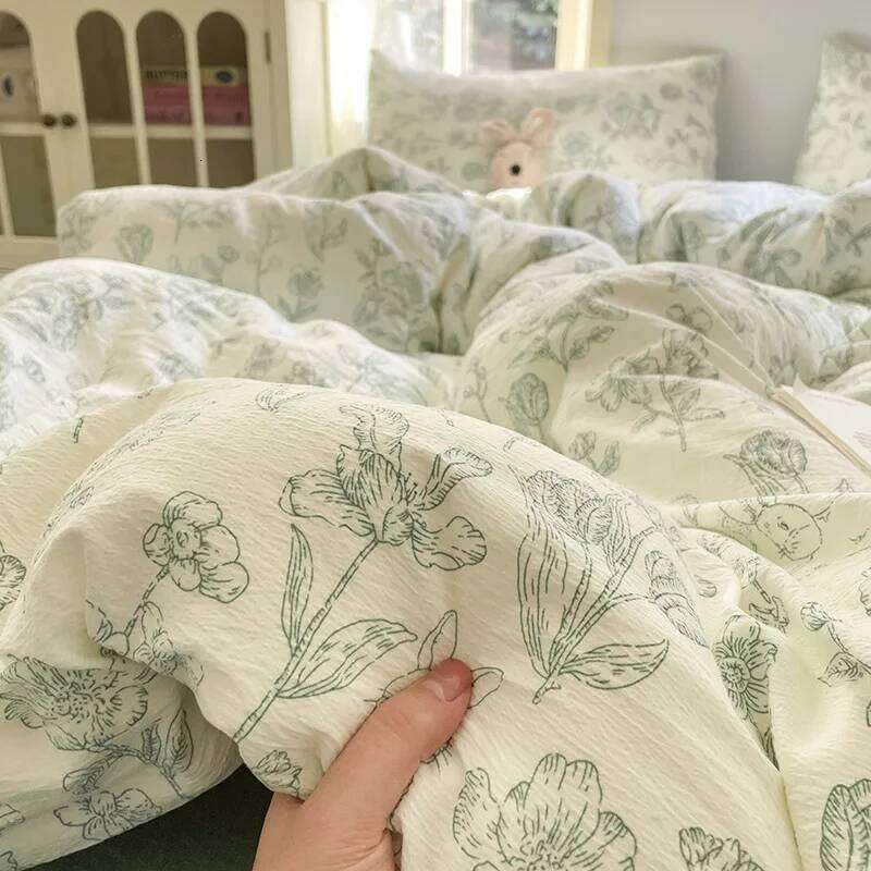 Water-washed double-layer princess-style full cotton bed set H260312