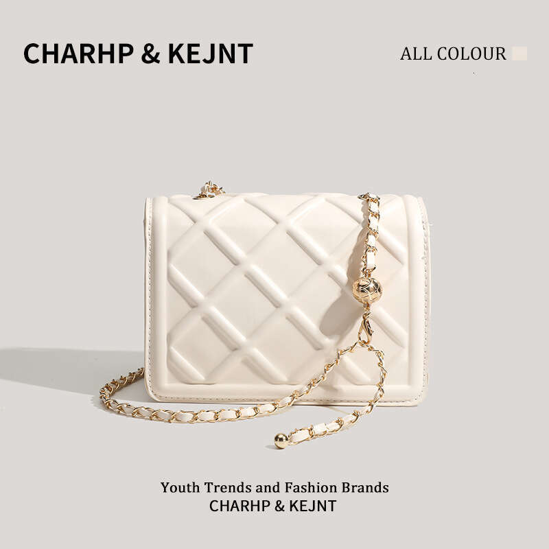 CHARHP&KEJNT Official Genuine Quilted Embossed Chain Small Square Versatile Shoulder Trendy Crossbody Bag for Women