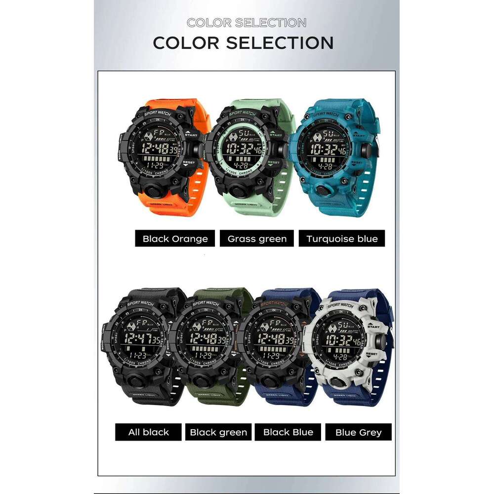 SANDA 6229 Fashion Watch Multi functional Sports Waterproof Night Light Timer Luxury Men's Electronic Watch-1
